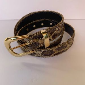 Elite Fresno California Brown and Gold Animal Print Metallic Belt Size Large
